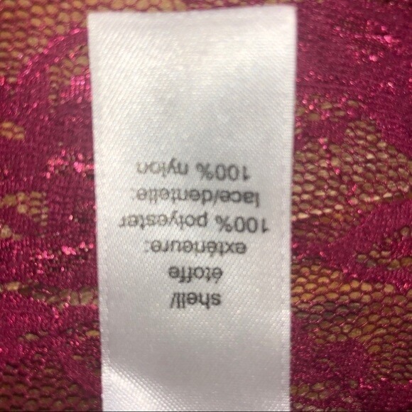 Burgundy‎ Sheer Button Up Blouse with Lace Back, Long Sleeve Shirt Y2K - Picture 7 of 7